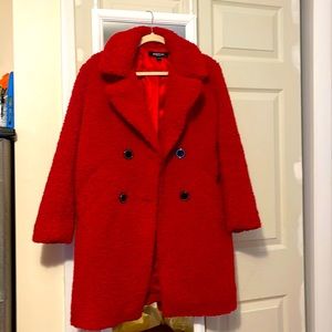 Red teddy coat,